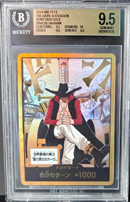Dracule Mihawk DON!! Gold – Azure Sea’s Seven – Japanese – BGS 9.5