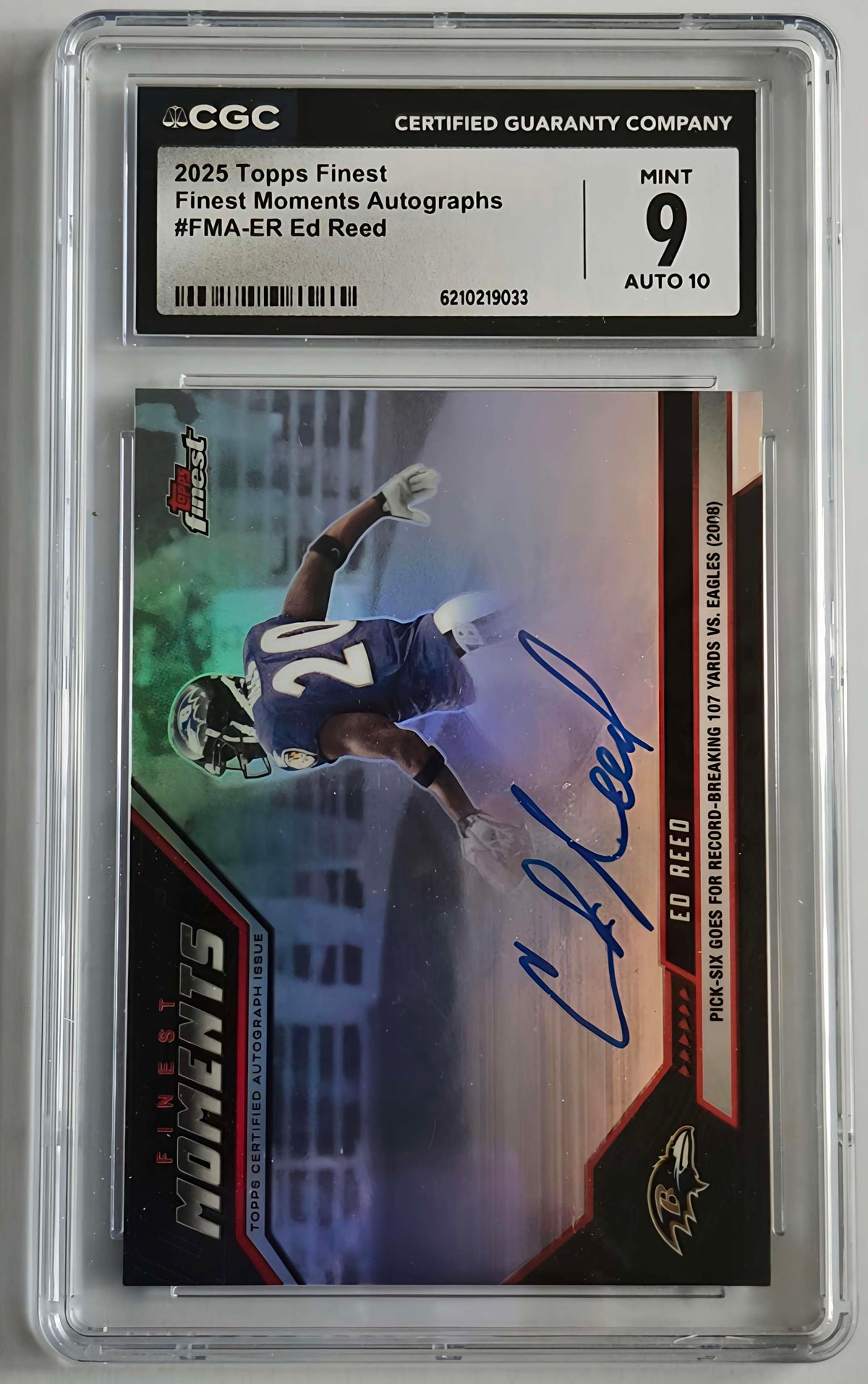Ed Reed FMA-ER Finest Moments Auto – CGC 9 / Auto 10