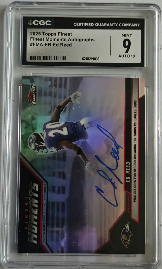 Ed Reed #FMA-ER – Finest Moments Autographs – 2025 Topps Finest – CGC 9 Mint / Auto 10