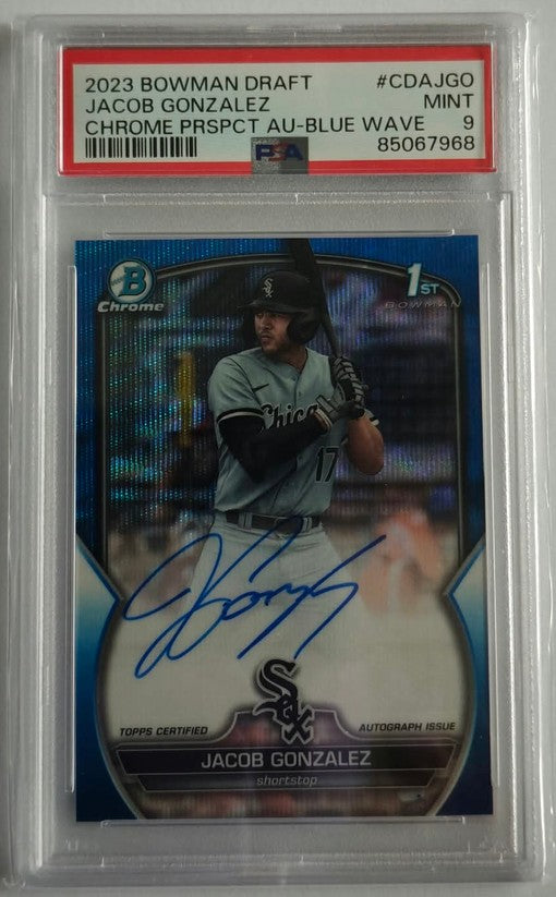 Jacob Gonzalez 1st Bowman Chrome Prospect Autograph Blue Wave Refractor /150 – PSA 9 MINT