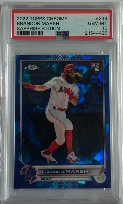 Brandon Marsh #243 – Rookie Card – 2022 Topps Chrome Sapphire Edition – PSA 10 Gem Mint