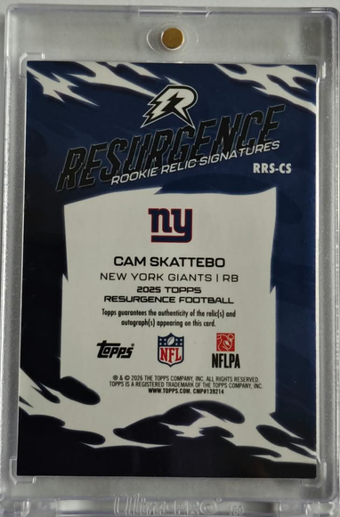 Cam Skattebo – 2025 Topps Resurgence Rookie Relic Signatures Purple /75 Auto – #RRS-CS